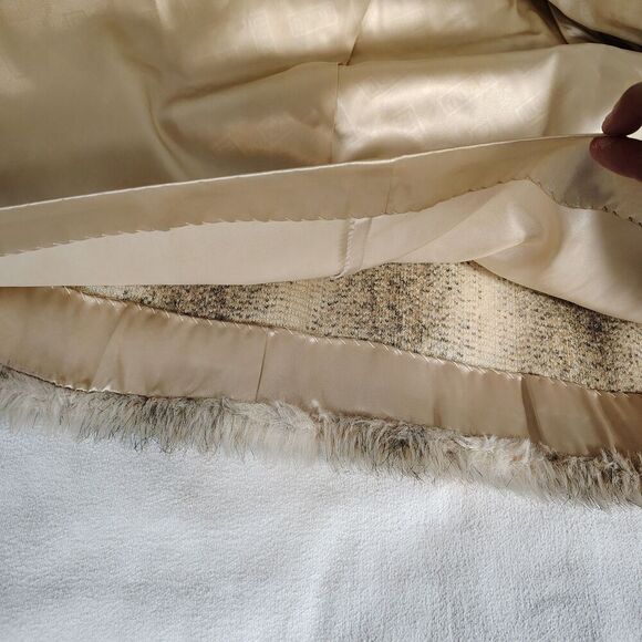 Vtg D'Esprit Dubrowsky Perlbinder Faux Fur Coat Beige Boho Union Made S/M - Picture 7 of 9
